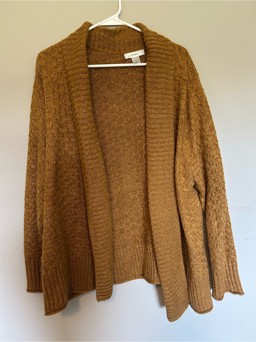 CJ BANKS Open-Front Cable Knit Cardigan Sweater - Mustard